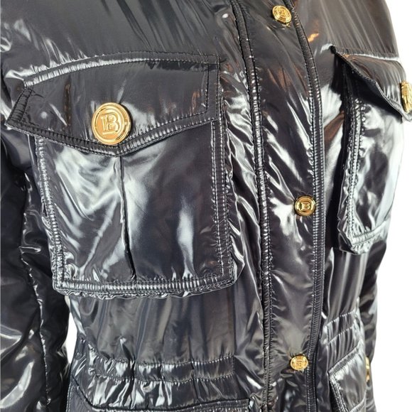 NEW Balmain Black Hooded Padded Glossed-shell Jacket - Picture 7 of 9
